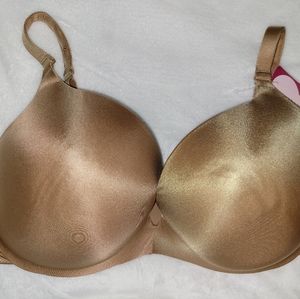 Lane Bryant Cacique Smooth Satin Plunge Bra Underwire Size 42D Dark Beige NWT